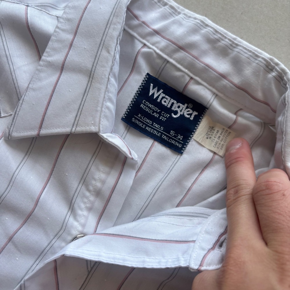 Vintage Wrangler Cowboy Cut Western Striped Pearl Snap Shirt - Picture 6 of 7